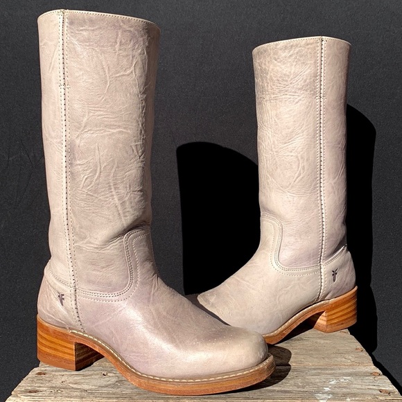 FRYE Campus 14L Rare Gray Purple Tall Western Motorcycle Moto Boots Size 10 - Picture 3 of 11